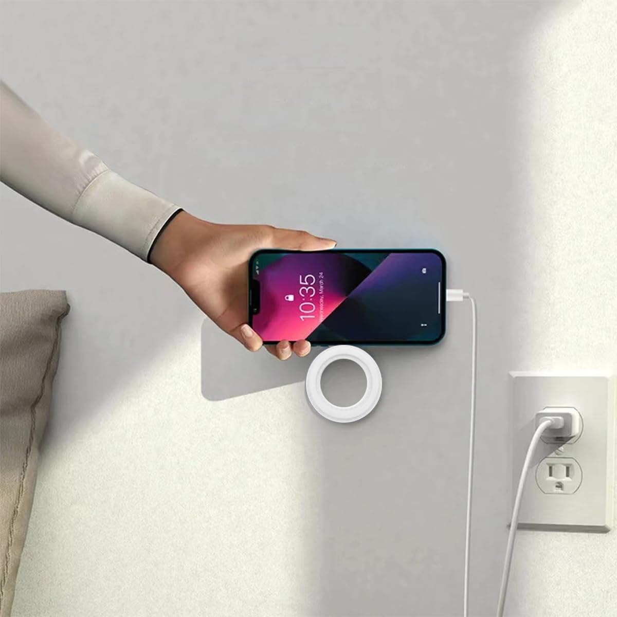 ZORBES® Magnet Ring Holder for iPhone Self-Adhesive Wall Magnet Ring Patch for Phone Strong Magnet Ring Patch for Car, Wall Phone Holder, White ZORBES® Magnet Ring Holder for iPhone Self-Adhesive Wall Magnet Ring Patch for Phone Strong Magnet Ring Patch for Car, Wall Phone Holder, White